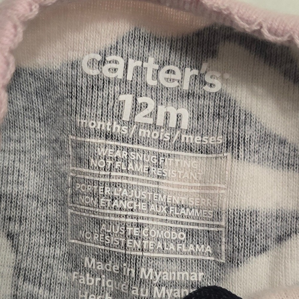 Carters Baby Girls Floral Footie Pajamas Navy Pink 12M Zip Up Sleep and Play - Picture 5 of 5